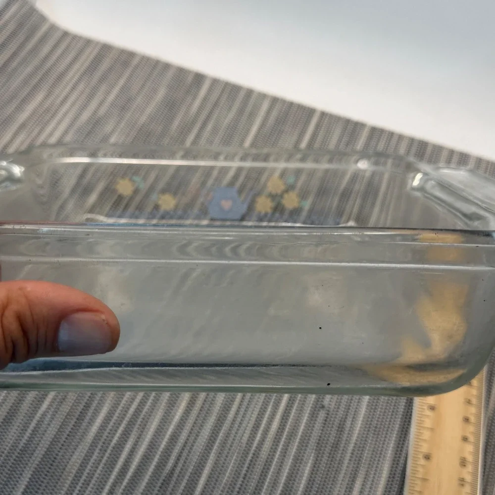 Anchor Hocking Hallmark Glass Baking Dish 8x8 2qt Sunflowers Teapot Vintage 1986